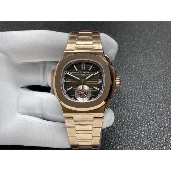 "Real function, so small in seconds!" Patek Philippe Nautilus 5980/1A-014 Multi-Function Chronograph V2 version, truly small seconds, truly functional!