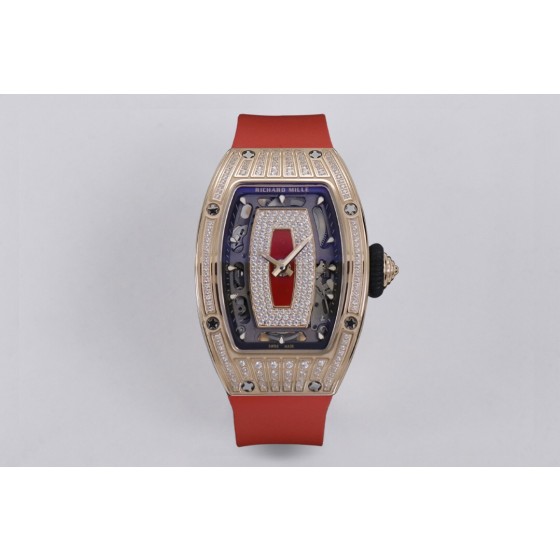 ZF exquisite and brilliant. The charming work, "Goddess of the watch world", Richard Mille RM07-1 Red and Black Lip Series
1) The barrel-shaped case has smooth lines