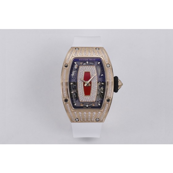 ZF exquisite and brilliant. The charming work, "Goddess of the watch world", Richard Mille RM07-1 Red and Black Lip Series
1) The barrel-shaped case has smooth lines