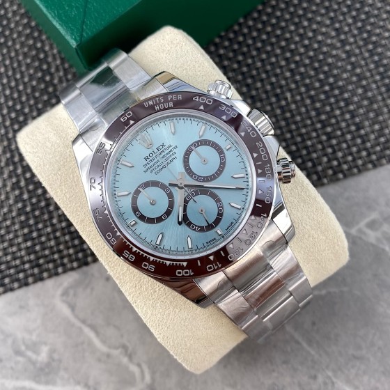 Good quality is clear at a glance! ROLEX- Daytona, the latest model! The actual outer ring of this Ice Blue Di model is a red and black ceramic inlaid steel ring, paired with an imported top-grade 41